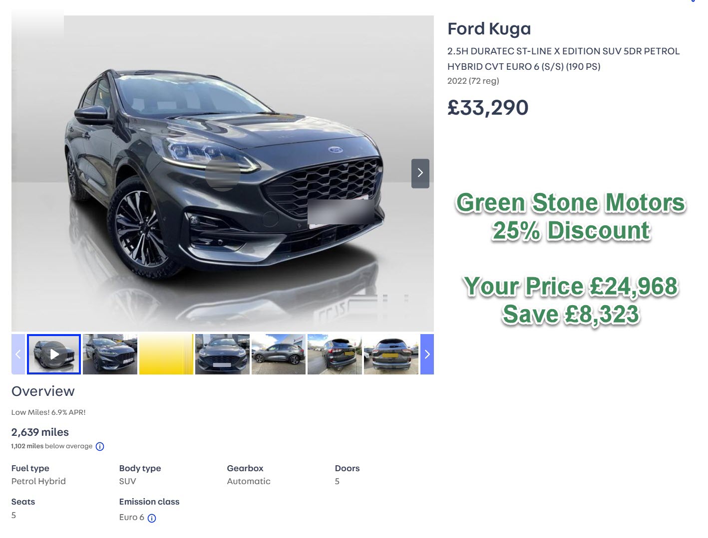 Ford Kuga 2.5H DURATEC ST-LINE X EDITION SUV 5DR PETROL HYBRID CVT EURO 6 (S/S) (190 PS) 2022 (72 reg)