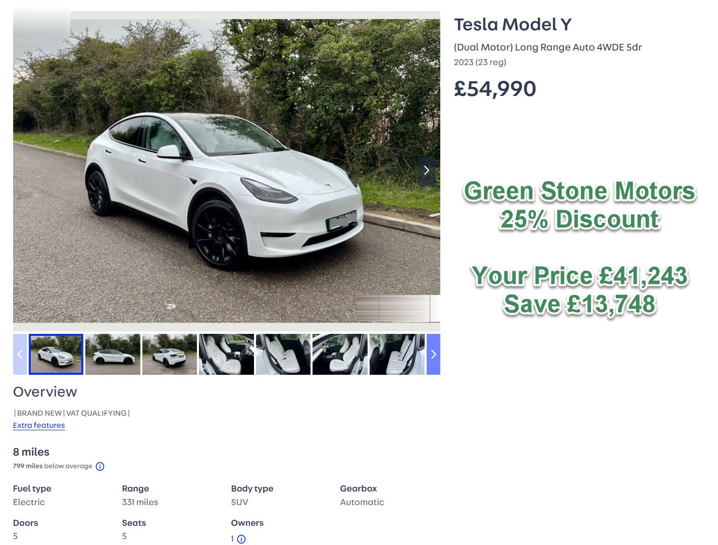 Tesla Model Y (Dual Motor) Long Range Auto 4WDE 5dr 2023 (23 reg)