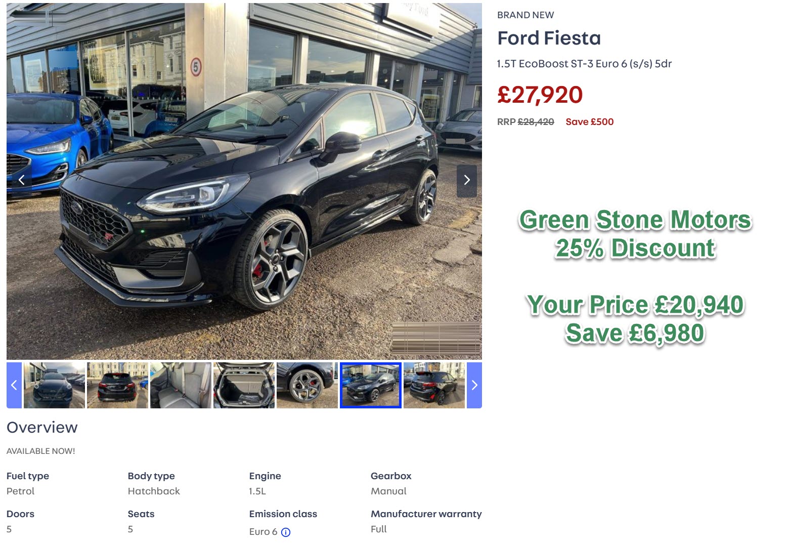 Ford Fiesta 1.5T EcoBoost ST-3 Euro 6 (s/s) 5dr