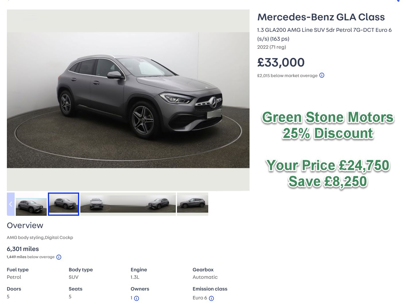 Mercedes-Benz GLA Class 1.3 GLA200 AMG Line SUV 5dr Petrol 7G-DCT Euro 6 (s/s) (163 ps) 2022 (71 reg)