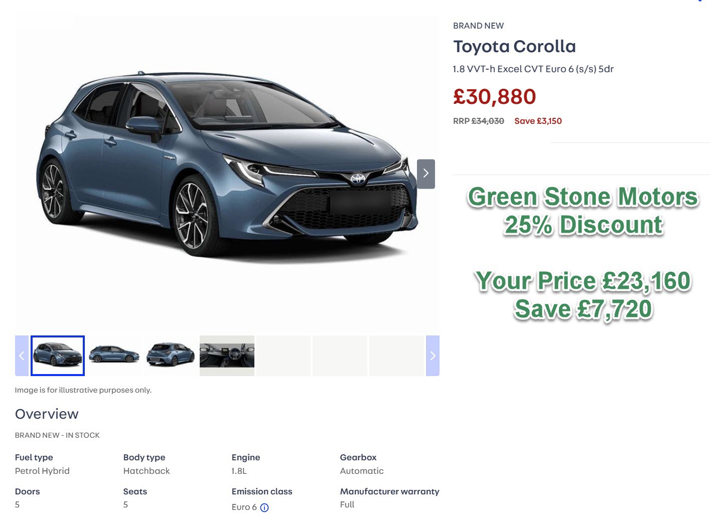 Toyota Corolla 1.8 VVT-h Excel CVT Euro 6 (s/s) 5dr Brand New