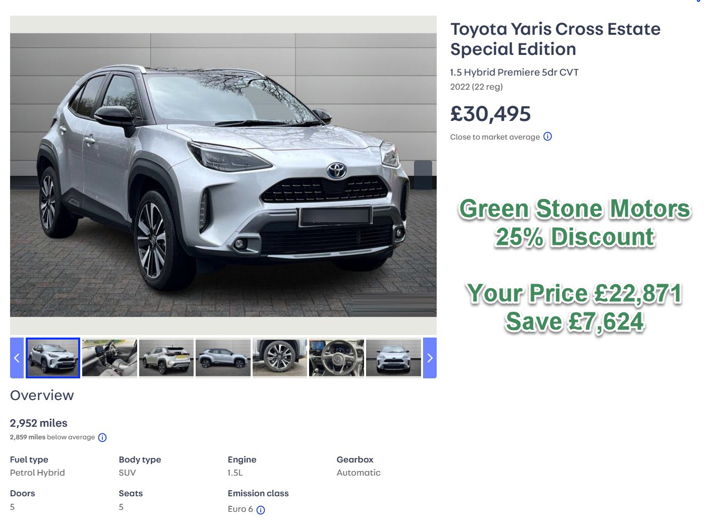 Toyota Yaris Cross Estate Special Edition 1.5 Hybrid Premiere 5dr CVT 2022 (22 reg)